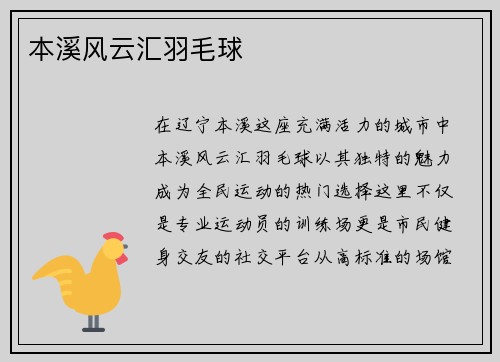 本溪风云汇羽毛球